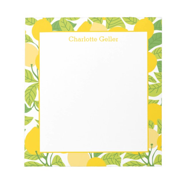 Bloc-notes Motif citron jaune vif (Devant)