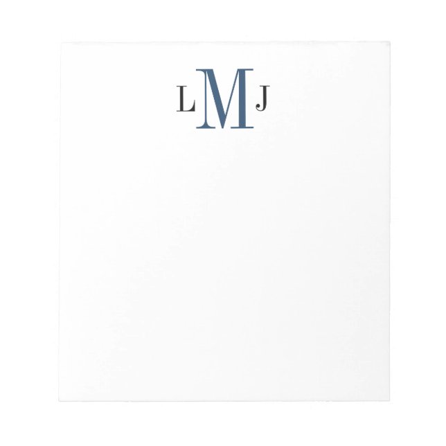 Bloc-notes noir/bleu foncé simple Monogramme initi (Devant)