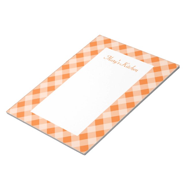 Bloc-notes Orange personnalisé En vichy (Incliné)
