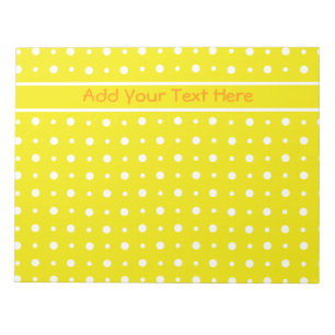 Bloc-notes ou Jotter jaune personnalisé, Pois blan