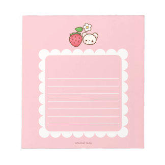 Bloc-notes Ourson Rose Fraise à Bordure Coquille