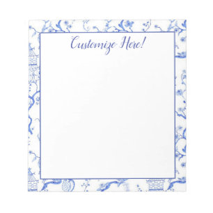 Bloc-notes Pagoda en bleu et blanc