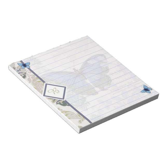 bloc-notes papillon bleu vintage (Incliné)