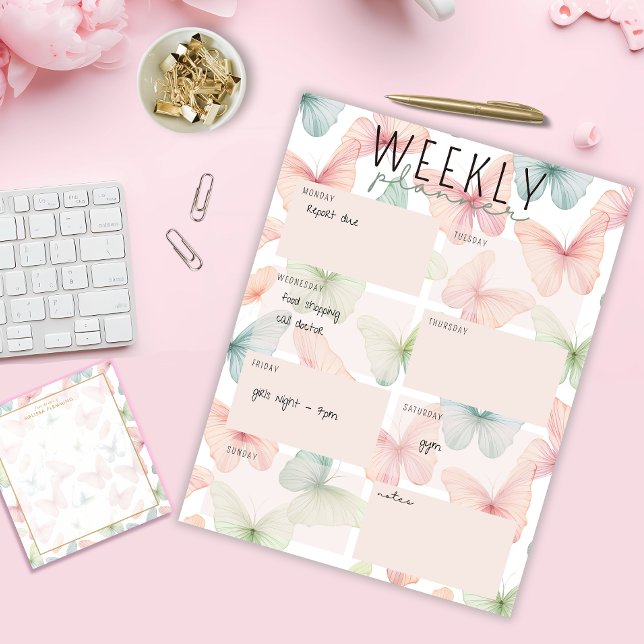 Bloc-notes Pastel Butterfly Weekly Planner (Créateur téléchargé)