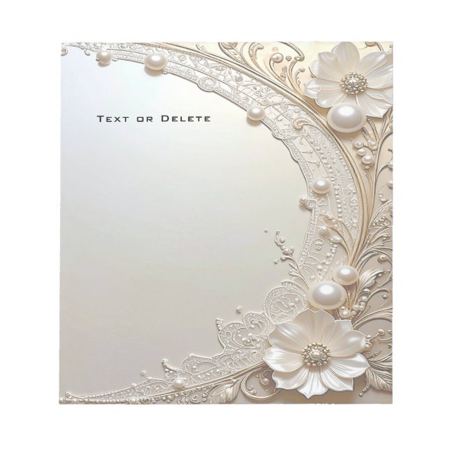 Bloc-notes Perles Fleurs Blanches Modernes (Devant)