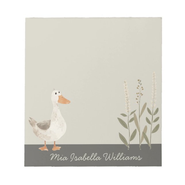 Bloc-notes personnalisable d'oie d'aquarelle migno (Devant)