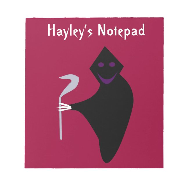 Bloc-notes personnalisable pour Halloween faucheus (Devant)