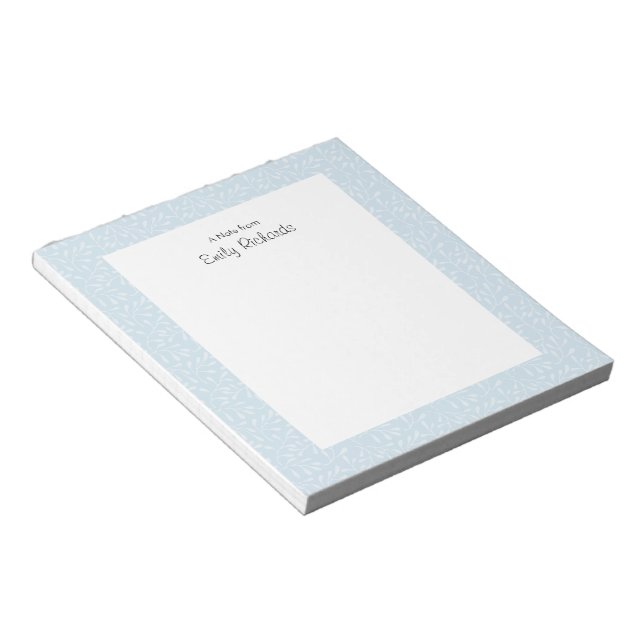 Bloc-notes personnalisé à motifs floraux bleus (Incliné)