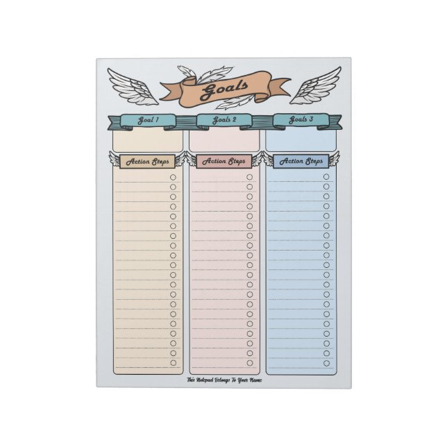 Bloc-notes personnalisé Angel Goal Planner (Tourné)