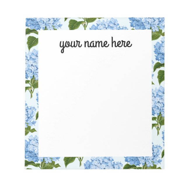 Bloc-notes personnalisé Blue Hydrangea (Devant)