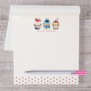 Bloc-notes personnalisé Cupcake - Polka rose Dot S