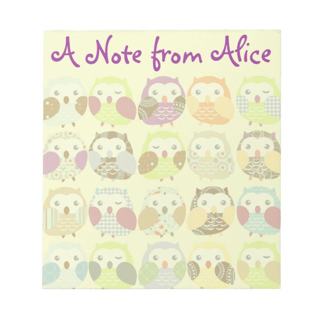 Bloc-notes personnalisé Cute Colorful Ows (Devant)