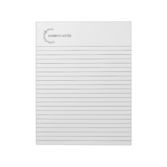 Bloc-notes personnalisé de couronne florale (Tourné)