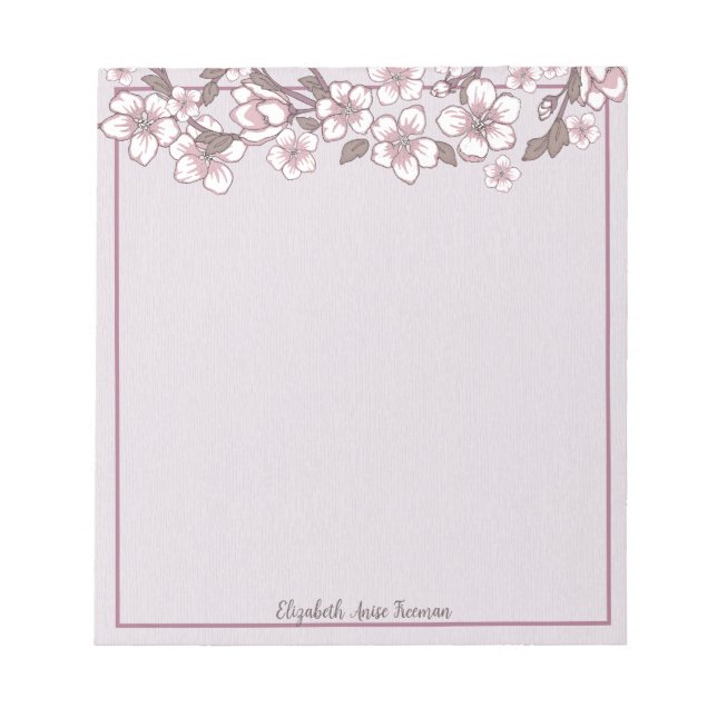 Bloc-notes personnalisé en fleur de cerisier lavan (Devant)