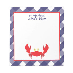 Bloc-notes personnalisé En vichy Crabe