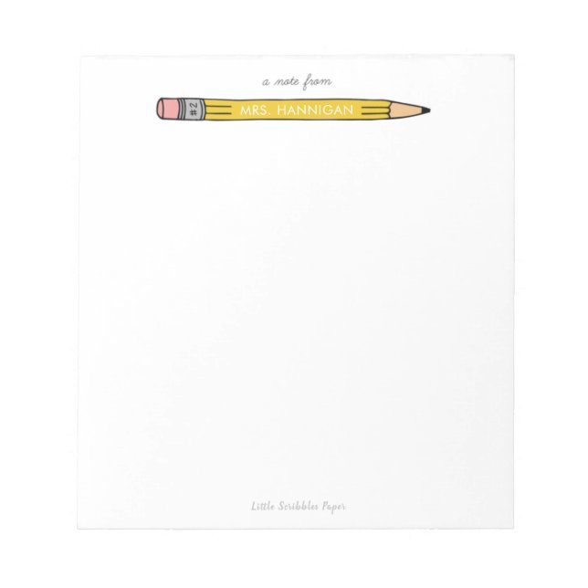 Bloc-notes personnalisé enseignant avec crayon no  (Devant)