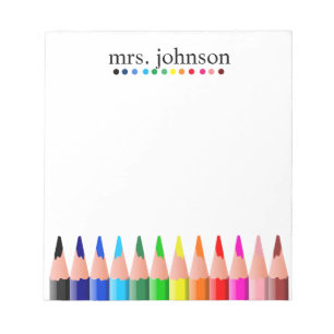 Bloc-notes personnalisé enseignant Rainbow Pencil
