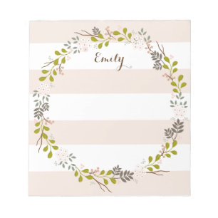 Bloc-notes personnalisé Floral Bois Naturel