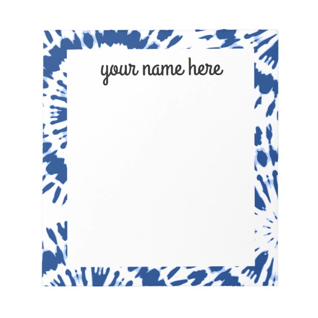 Bloc-notes personnalisé Indigo Blue Tie Dye (Devant)