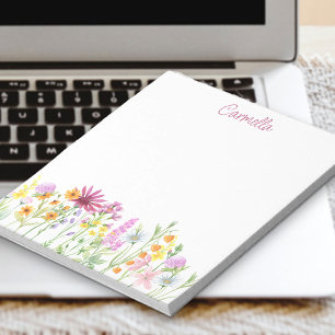 Bloc-notes personnalisé joli bordure de fleurs sau