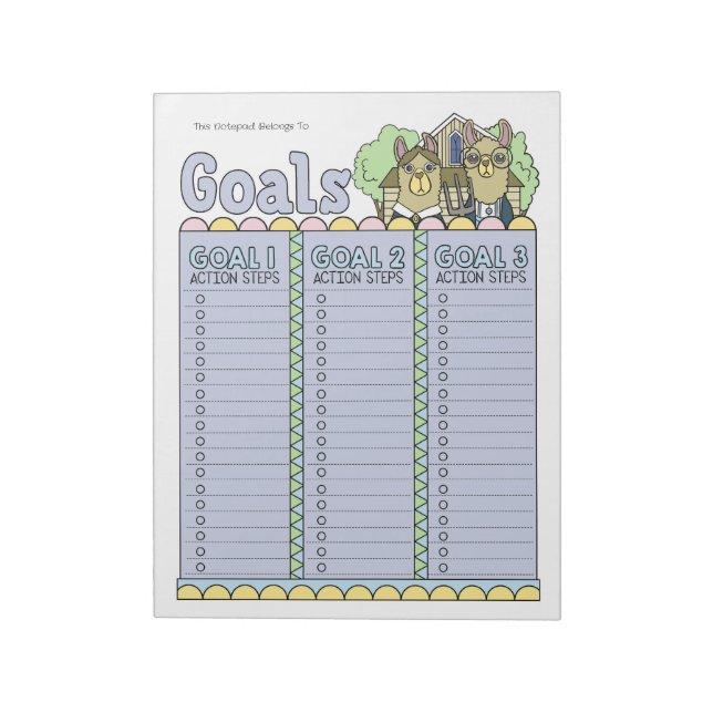 Bloc-notes personnalisé Llama Goal Planner (Tourné)