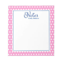 Bloc-notes personnalisé Marine et Polka rose