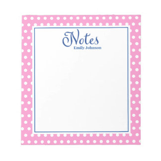 Bloc-notes personnalisé Marine et Polka rose