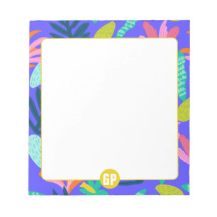 bloc-notes personnalisé monogramme bleu mignon