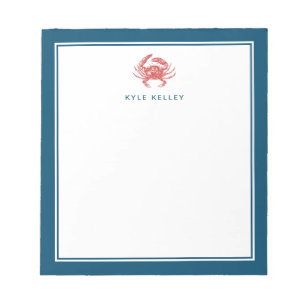 Bloc-notes personnalisé nautique, Crabe rouge