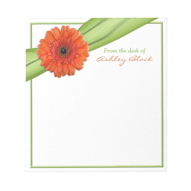 Bloc-notes personnalisé Orange Gerber Daisy (Devant)