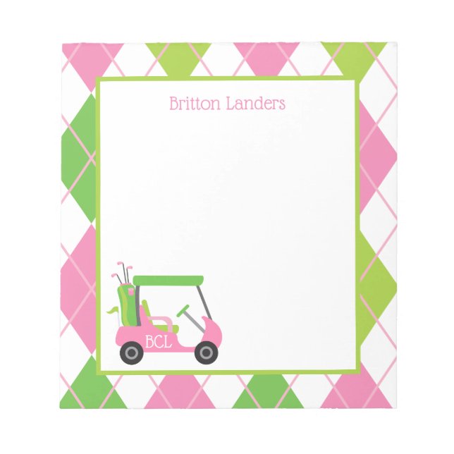 Bloc-notes personnalisé Pink & Green Golf (Devant)