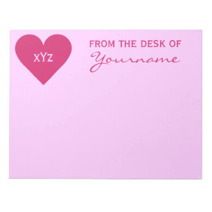 Bloc-notes personnalisé Pink Heart Valentine