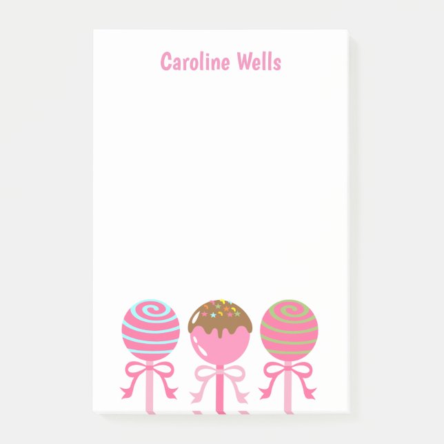 Bloc-notes personnalisé post-it Yummy Pink Cake Po (Devant)