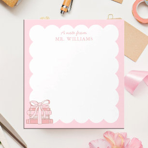 Bloc-notes personnalisé pour enseignant Ruban rose
