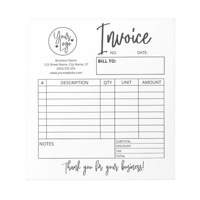 Bloc-notes personnalisé pour petites entreprises (Devant)