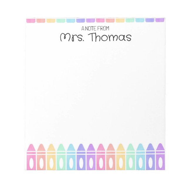 Bloc-notes personnalisé Rainbow Crayon Kindergarte (Devant)