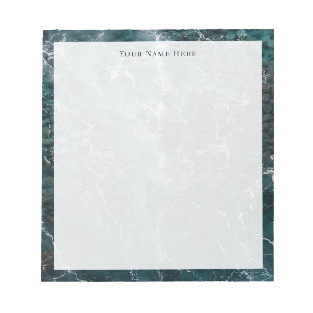 Bloc-notes personnalisé Rivage de l'océan sarcelle (Devant)