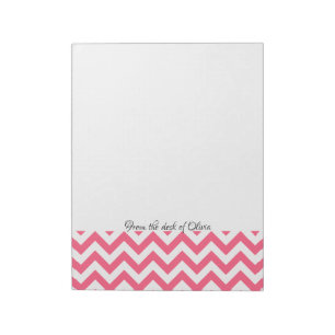 Bloc-notes personnalisé rose Chevron