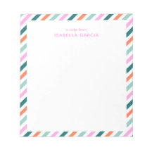 Bloc-notes personnalisé rose mignon rayé