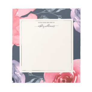 Bloc-notes personnalisé rose violet Rose bleu fonc