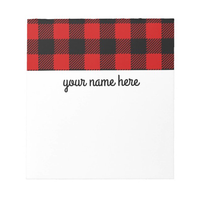 Bloc-notes personnalisé rouge Plaid (Devant)