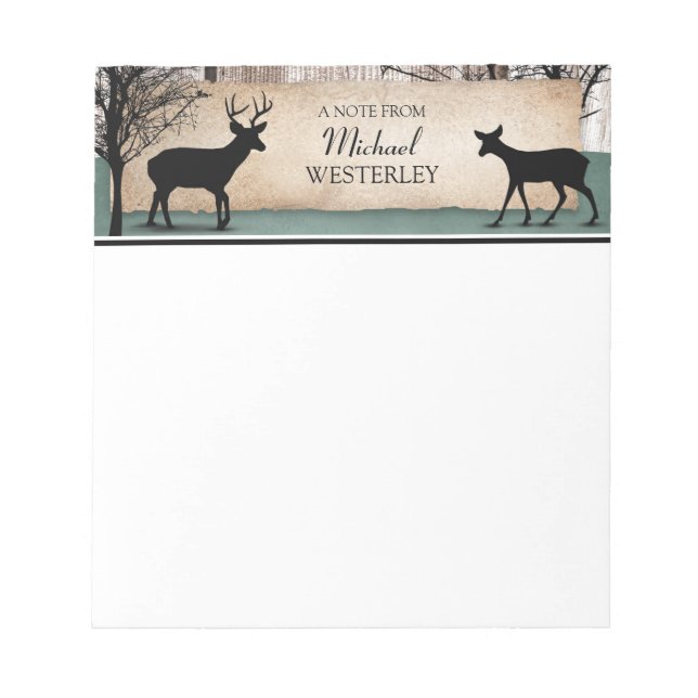Bloc-notes personnalisé Rustique Woodsy Deer (Devant)