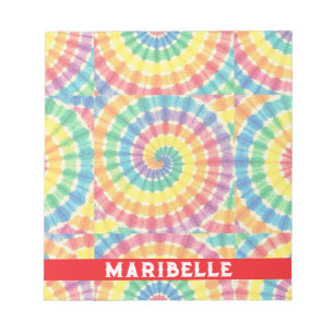 Bloc-notes personnalisé tie dye arc-en-ciel psyché