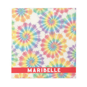 Bloc-notes personnalisé tie dye arc-en-ciel psyché