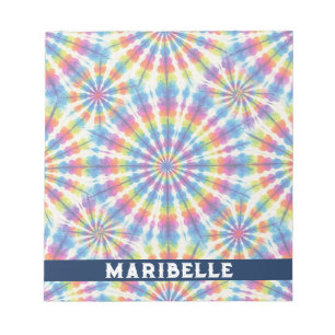 Bloc-notes personnalisé tie dye arc-en-ciel psyché