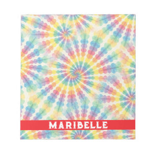 Bloc-notes personnalisé tie dye arc-en-ciel psyché
