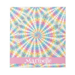 Bloc-notes personnalisé tie dye arc-en-ciel psyché