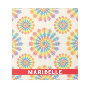 Bloc-notes personnalisé tie dye arc-en-ciel psyché