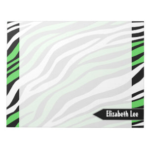 Bloc-notes personnalisé Zebra Print Lime Green Mix
