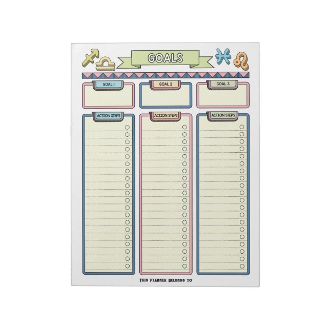 Bloc-notes personnalisé Zodiac Goal Planner (Tourné)